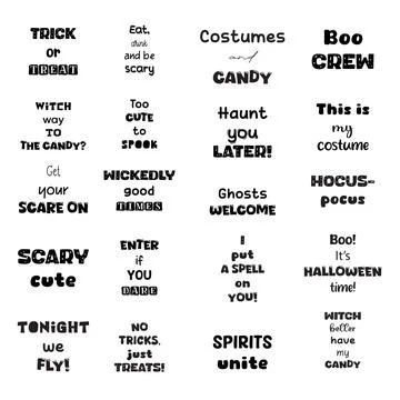 Set of Halloween theme quotes. Vector design elements. Illustrazione stock