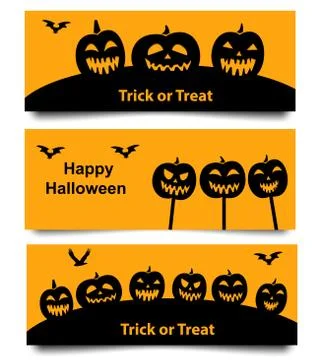 Set of Halloween web banner Stock Illustration