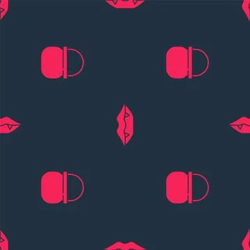 Set Halloween witch cauldron and Vampire teeth on seamless pattern. Vector Stock Illustration