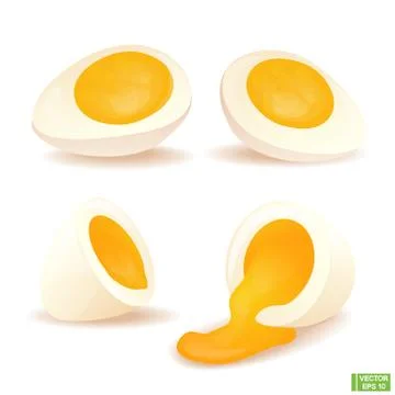 Set of halved cartoon eggs. Stockillustratie