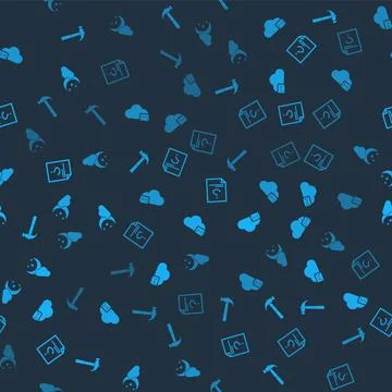 Set Hammer, Cloud mail server, Unknown document and with moon and stars on 库存插图