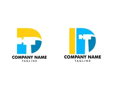 Set of Hammer Logo with Letter D, Repair, Construction or Renovation Logo C.. Stock Illustration