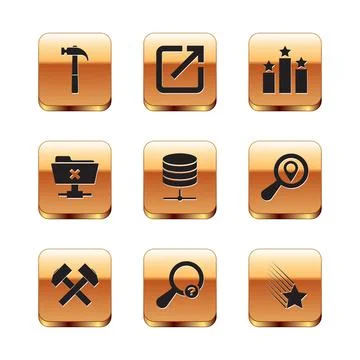 Set Hammer, Two crossed hammers, Unknown search, Server, Data, Web Hosting, FTP Stock Illustration