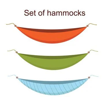 Set of hammocks. Different types of hammocks in flat design isolated on white Illustrazione stock