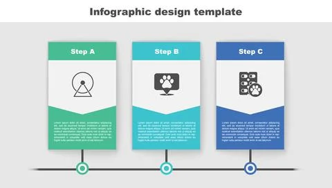Set Hamster wheel, Location veterinary and Dog pill. Business infographic Stock Illustration