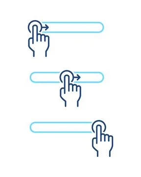 Set of hand button switch blue line icon. Lock and unlock control UI control Stock Illustration