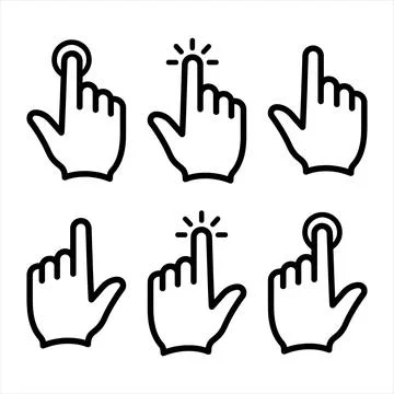 Set of hand cursor icons various styles in vector format Stock Illustration