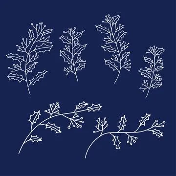 Set of hand draw branch. Stock Illustration