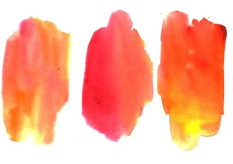 Set hand draw Pink orange watercolor stain background. Artistic design elemen Stock Illustration