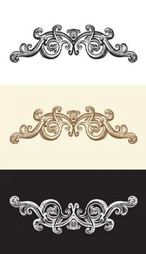 Set of hand drawing baroque design elements vector illustrations イラスト素材