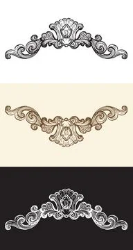 Set of hand drawing baroque design element vector illustration Illustrazione stock