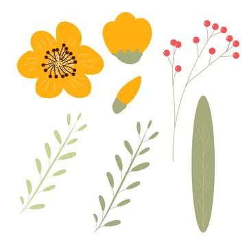 Set of hand drawing beautiful bouquets. Floral elements for your design flowe Stock Illustration