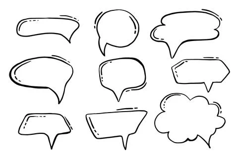 Set of hand drawing bubbles speech or bubbles talk. Doodle illustration Stock Illustration