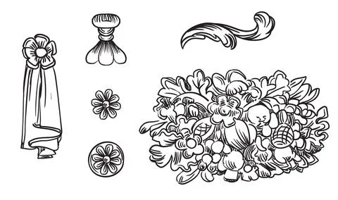 Set of hand drawing design element vintage illustration 库存插图