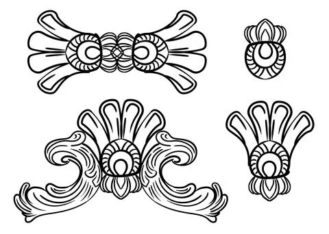 Set of hand drawing design elements vector cut out illustration Stock Illustration