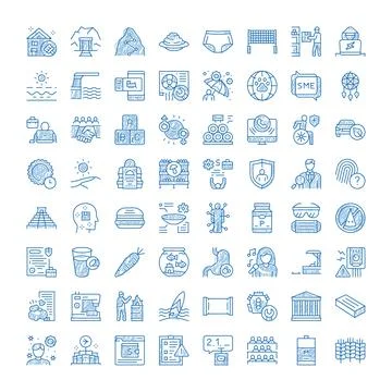Set of hand drawing doodle line icons illustration Stock Illustration