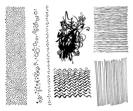 Set of hand drawing marker hipster trendy textures and brushes Stock Illustration