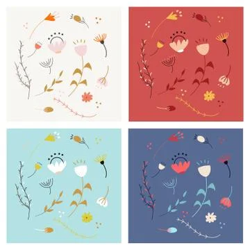 Set of hand drawn abstract doodle decorative vector patterns and elements 스톡 일러스트