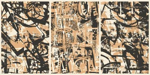 Set of Hand drawn Abstract Graffiti Background. vector illustration Stock Illustration