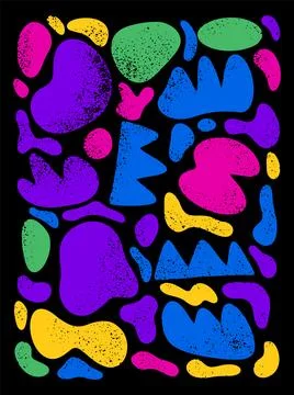 Set of hand drawn and doodle elements Different spots, drops of blots. Abstra Illustrazione stock