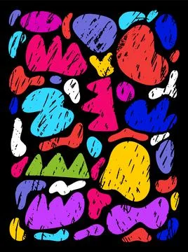 Set of hand drawn and doodle elements Different spots, drops of blots. Abstra Stock Illustration