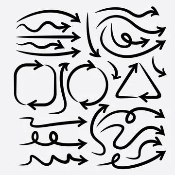 Set of Hand Drawn Arrow EPS Vector Stock Illustration