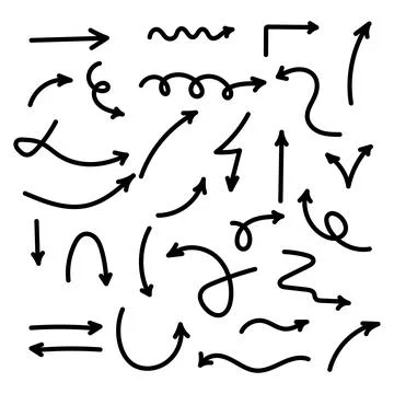 Set of hand drawn arrow Illustrazione stock