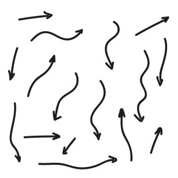Set of hand drawn arrows. Arrows doodle set Stock Illustration