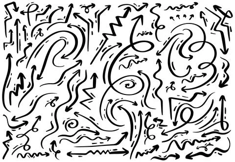 Set of hand drawn arrows doodle on white background for banner, business Stock Illustration