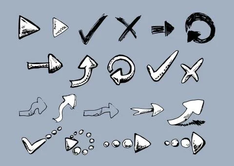 Set of hand drawn arrows Stock Illustration