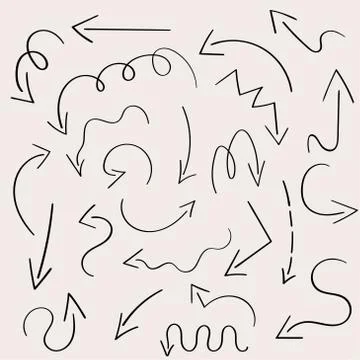 Set of hand drawn arrows Stock Illustration