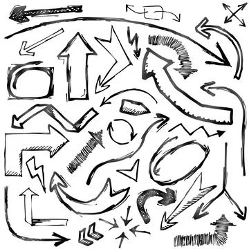 Set of hand drawn arrows Stock Illustration
