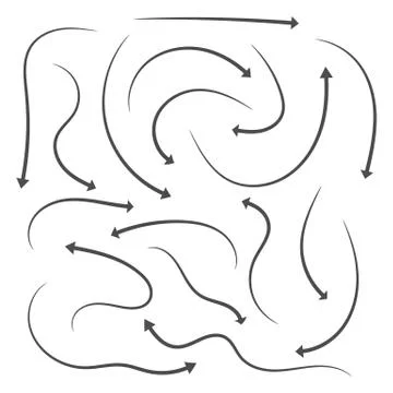 Set of hand drawn arrows. Vector illustration. Stock Illustration