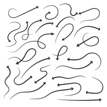 Set of hand drawn arrows. Vector illustration. Stock Illustration