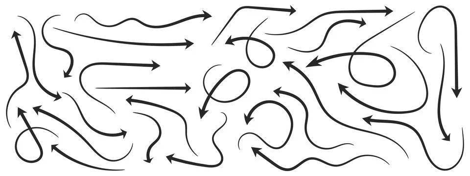 Set of hand drawn arrows. Vector illustration. Stock Illustration