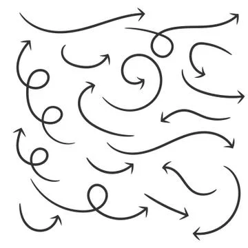 Set of Hand drawn arrows on white background Stock Illustration