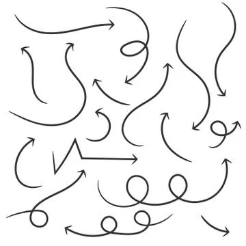 Set of Hand drawn arrows on white background Stock Illustration