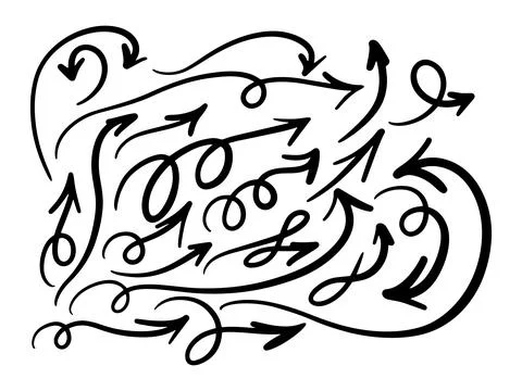 Set of hand drawn black arrows. Ilustración de archivo