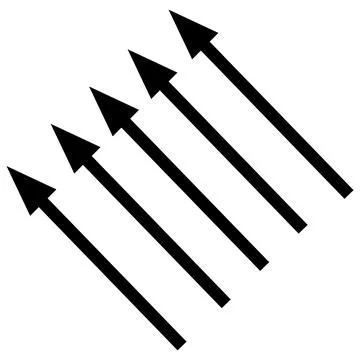 Set of hand-drawn black arrows with simple lines pointing upward. Linear ar.. Illustrazione stock