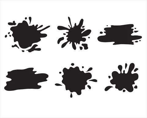 Set of Hand drawn Black paint blob Stock Illustration