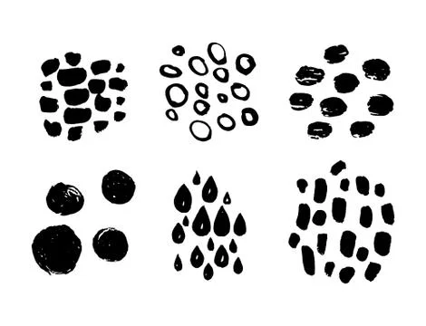 Set of hand drawn black textures and brush stroke Stock Illustration