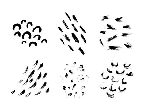 Set of hand drawn black textures and brush stroke Stock Illustration