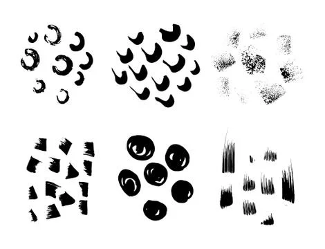 Set of hand drawn black textures and brush stroke Illustrazione stock