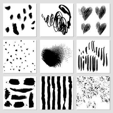 Set of hand drawn blots and shapes. Illustrazione stock