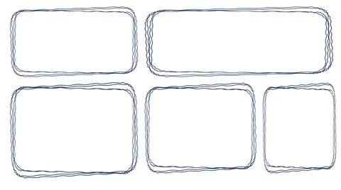 Set of hand drawn blue doodle frames with sketchy outlines and rough borders on イラスト素材