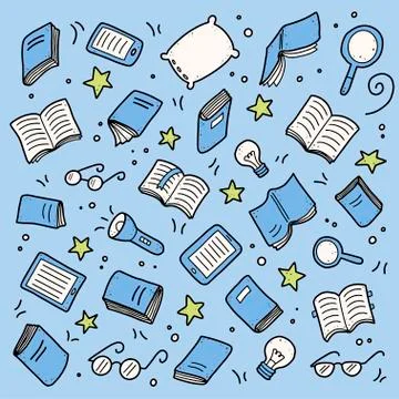Set of hand drawn book doodle elements Illustrazione stock