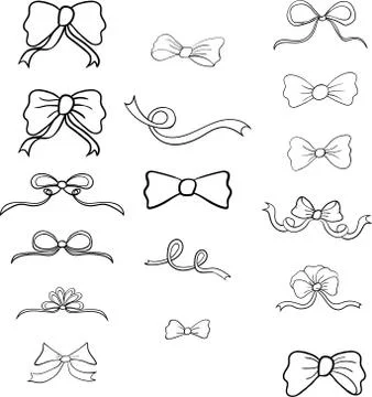 Set hand drawn bows isolated on white Illustrazione stock