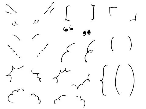 A set of hand-drawn brackets that can be used to treat titles. Stock Illustration