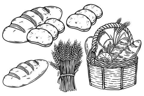 Set of hand drawn bread design elements. Bakery. Vector illustration Illustrazione stock