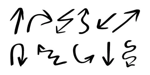 Set of Hand drawn brush vector arrows doodle Stock Illustration